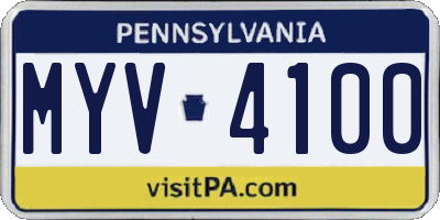 PA license plate MYV4100