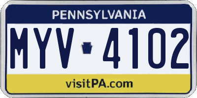 PA license plate MYV4102