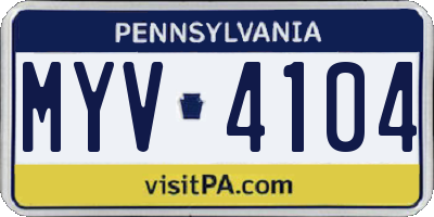 PA license plate MYV4104