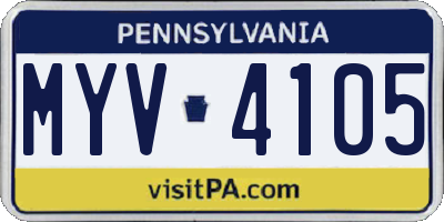 PA license plate MYV4105