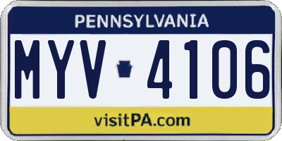 PA license plate MYV4106