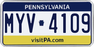 PA license plate MYV4109
