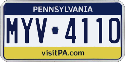 PA license plate MYV4110