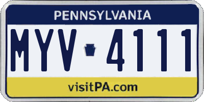 PA license plate MYV4111