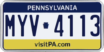 PA license plate MYV4113