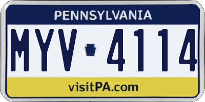 PA license plate MYV4114