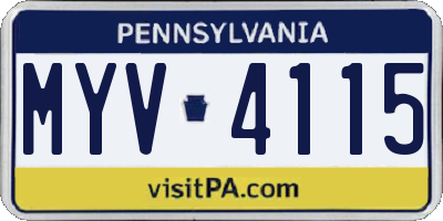 PA license plate MYV4115