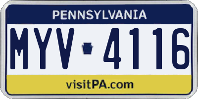 PA license plate MYV4116