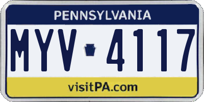 PA license plate MYV4117