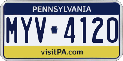 PA license plate MYV4120