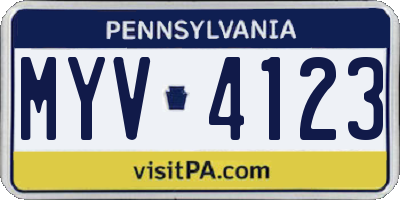 PA license plate MYV4123