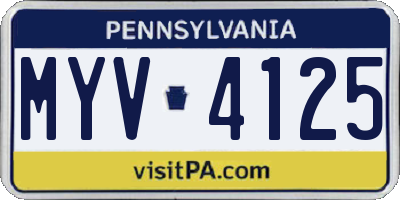 PA license plate MYV4125