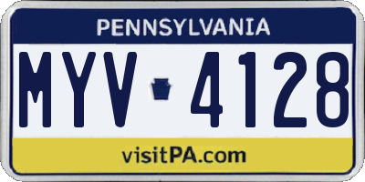 PA license plate MYV4128