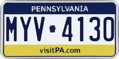 PA license plate MYV4130