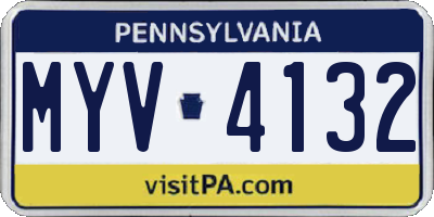 PA license plate MYV4132