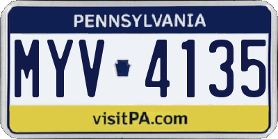 PA license plate MYV4135