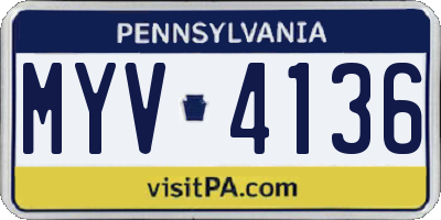 PA license plate MYV4136