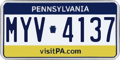 PA license plate MYV4137