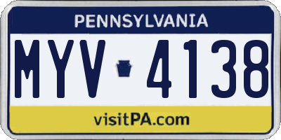PA license plate MYV4138