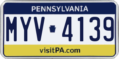 PA license plate MYV4139