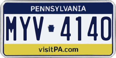 PA license plate MYV4140