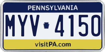 PA license plate MYV4150