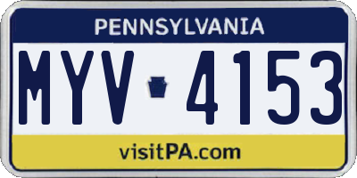 PA license plate MYV4153