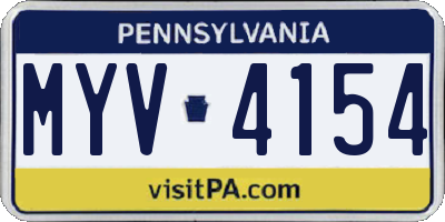 PA license plate MYV4154
