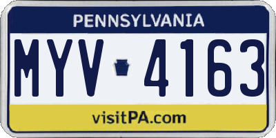 PA license plate MYV4163