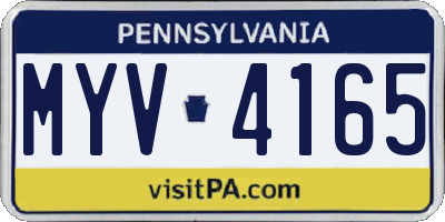 PA license plate MYV4165