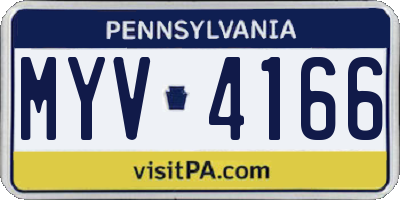 PA license plate MYV4166
