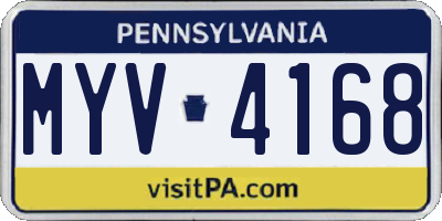 PA license plate MYV4168
