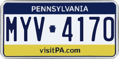 PA license plate MYV4170