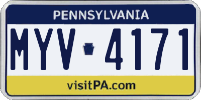 PA license plate MYV4171