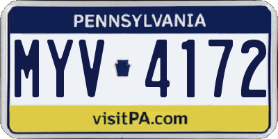PA license plate MYV4172