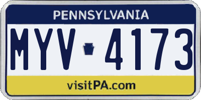PA license plate MYV4173
