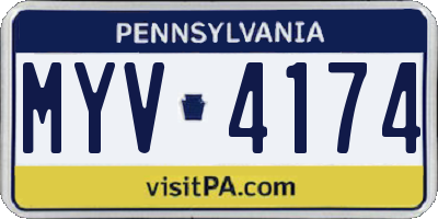 PA license plate MYV4174