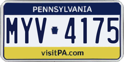 PA license plate MYV4175