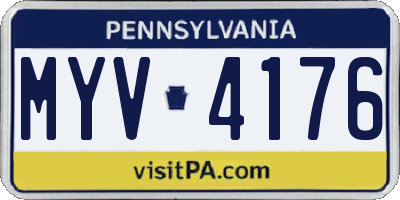 PA license plate MYV4176