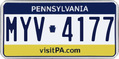 PA license plate MYV4177