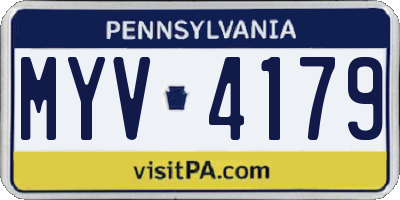 PA license plate MYV4179