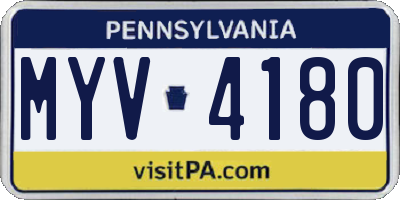 PA license plate MYV4180