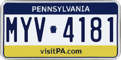 PA license plate MYV4181