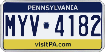 PA license plate MYV4182