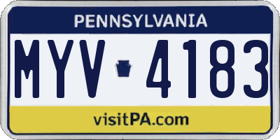 PA license plate MYV4183