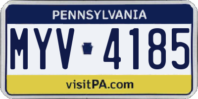 PA license plate MYV4185