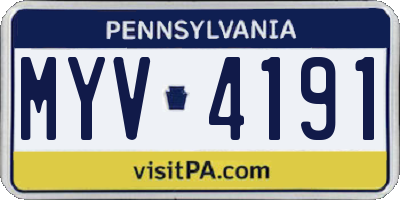 PA license plate MYV4191