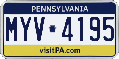 PA license plate MYV4195