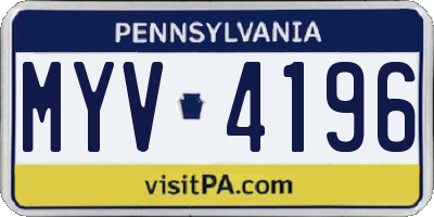 PA license plate MYV4196