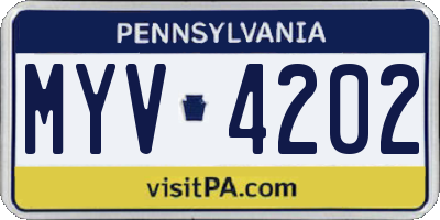 PA license plate MYV4202